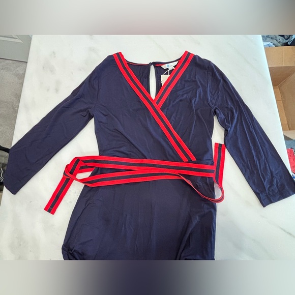 NWT Boden Isla Wrap Nautical Style Jersey Jumpsuit (US 4R, UK 8R) - Picture 2 of 5